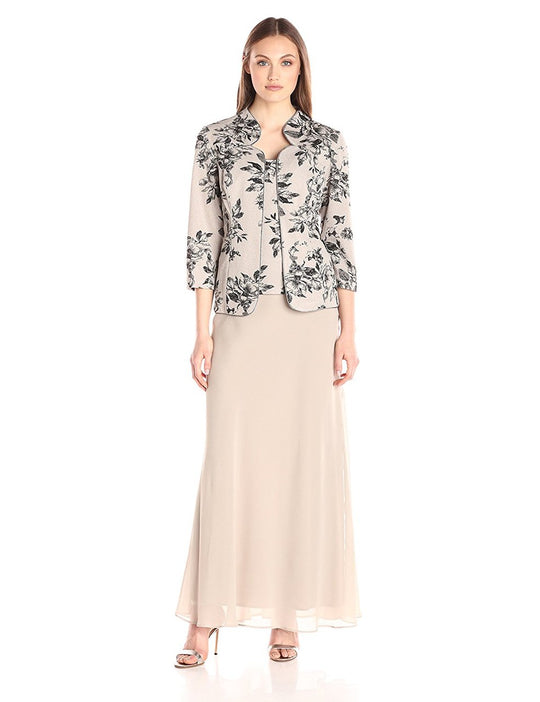 Alex Evenings - 125607 Floral Printed Sheath Dress with Jacket in Neutral
