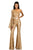 Johnathan Kayne - 8110 Split Bell Sleeve Sequined Jumpsuit In Gold