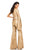 Johnathan Kayne - 8110 Split Bell Sleeve Sequined Jumpsuit In Gold