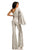 Johnathan Kayne - 8110 Split Bell Sleeve Sequined Jumpsuit In Silver