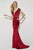 Angela & Alison Deep V-neck Sheath Gown 81126 In Red
