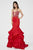 Angela & Alison  - 81139 Beaded Embellished Punling Illusion Neck Ruffled Mermaid Gown In Red