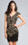 Lara Dresses - 33439 V-neck Shimmering Cocktail Dress In Black and Gold