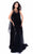 Tarik Ediz - 93305 Caped Foliage Ornate Corset Sheath Gown In Black