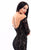 Tarik Ediz - 93310 Long Sleeve Off-Shoulder Detail Lace High-Low Gown In Black