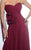 Daymor Couture - 811 Ruched Strapless Floral Long Gown in Red