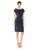Adrianna Papell - AP1D101402 Short Sleeve Metallic Jacquard Dress In Blue and Print