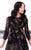Tarik Ediz - 93316 Quarter Sleeve Floral Lace Tea-Length Dress In Black