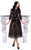 Tarik Ediz - 93316 Quarter Sleeve Floral Lace Tea-Length Dress In Black