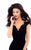 Tarik Ediz - 93317 Cap Sleeve Floral Appliqued Knee Length Dress In Black