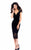 Tarik Ediz - 93317 Cap Sleeve Floral Appliqued Knee Length Dress In Black