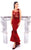 Tarik Ediz - 93320 Crepe and Lace High Low Gown In Red