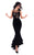 Tarik Ediz - 93320 Crepe and Lace High Low Gown In Black