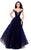 Tarik Ediz - 93321 Illusion Off Shoulder Corset Bodice Ballgown In Blue