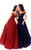 Tarik Ediz - 93321 Illusion Off Shoulder Corset Bodice Ballgown In Blue and Red