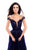 Tarik Ediz - 93321 Illusion Off Shoulder Corset Bodice Ballgown In Blue