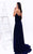 Tarik Ediz - 93322 V-Neck Lace and Chiffon Gown with Cape In Blue
