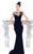 Tarik Ediz - 93323 Embellished Cap Sleeved Sheath Gown In Blue