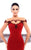 Tarik Ediz - 93324 Cap Sleeve Floral Beaded Illusion High Low Gown In Red