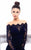 Tarik Ediz - 93330 Off- Shoulder Crepe and Lace Short Dress In Blue