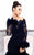 Tarik Ediz - 93330 Off- Shoulder Crepe and Lace Short Dress In Blue