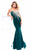 Tarik Ediz - 93332 Embellished Illusion Asymmetrical Gown In Green
