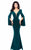 Tarik Ediz - Plunging V-Neck Trumpet Sleeve Mermaid Gown 93333  in Green