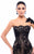 Tarik Ediz - 93335 Asymmetrical Illusion Lace Sheath Gown In Black