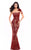 Tarik Ediz - 93335 Asymmetrical Illusion Lace Sheath Gown In Red