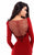 Tarik Ediz - 93336 Long Sleeves Tea Length Sheath Dress In Red