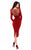 Tarik Ediz - 93336 Long Sleeves Tea Length Sheath Dress In Red