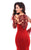 Tarik Ediz - 93337 Long Sleeved Embellished Crepe Gown In Red