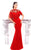 Tarik Ediz - 93340 Fringed Crepe Mermaid Gown In Red