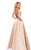 Tarik Ediz - 93343 Illusion Neckline Floral Appliqued Gown In Neutral