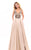 Tarik Ediz - 93343 Illusion Neckline Floral Appliqued Gown In Neutral