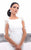 Tarik Ediz - 93344 Long Illusion Sleeve Applique Ornate High Low Dress In White