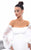 Tarik Ediz - 93348 Off Shoulder Poet Sleeved Evening Gown In White