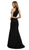 Poly USA - 8126 Two Piece Halter Jersey Trumpet Dress in Black