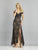 Dave & Johnny - A8130 Appliqued Off Shoulder Long Lace Gown In Black
