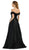 Poly USA - 8132 Beaded Off-Shoulder Satin A-line Gown With Train
