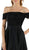 Poly USA - 8132 Beaded Off-Shoulder Satin A-line Gown With Train