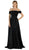 Poly USA - 8132 Beaded Off-Shoulder Satin A-line Gown With Train