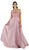 Poly USA - 8132 Beaded Off-Shoulder Satin A-line Gown With Train