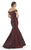 Morrell Maxie - 15623 Printed Off-Shoulder Mermaid Dress In Burgundy Black