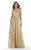 Morrell Maxie - 15626 Off Shoulder Floral Evening Gown In Gold