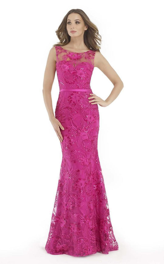 Morrell Maxie - 15629 Illusion Bateau Embroidered Gown In Pink