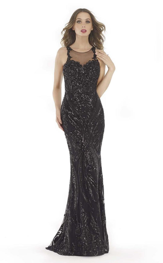 Morrell Maxie - 15632 Sleeveless Glimmer Illusion Evening Dress In Black