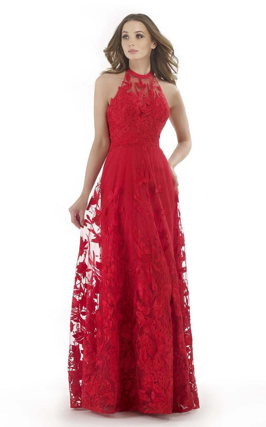 Morrell Maxie - 15634 Lace Halter A-line Dress In Red