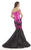 Morrell Maxie - 15644 Off The Shoulder Lace Mermaid Gown In Black and Fuchsia