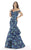 Morrell Maxie - 15645 Flourish Floral Off Shoulder Evening Dress In Blue